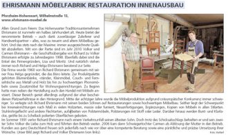 Ehrismann Möbelfabrik Restaurierung Innenausbau