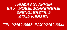 Schreiner Nordrhein-Westfalen: Tischlerei Thomas Stappen